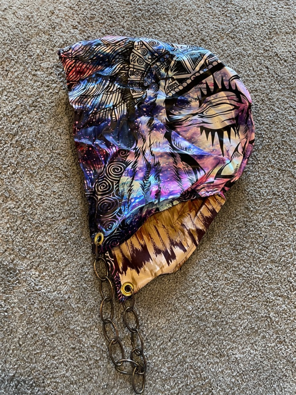 NWOT Multicolored Rave Hood with Chain - Picture 3 of 7